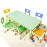 升降长方桌批发6人育才儿童学习塑料凳户外活动游戏幼儿园桌椅子