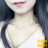 S925银珍珠项链满天星锁骨套链韩国时尚锁骨链天然贝珠吊坠防过敏