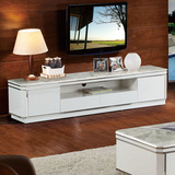大理石电视柜组合白色烤漆现代简约不锈钢黑橡木实木皮储物地柜