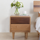 雅斯名尚 全实木床头柜 新中式简约收纳柜 北美白橡木卧室储物柜