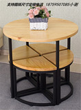 直销创意省空间餐桌椅组合铁艺圆桌休闲桌实木茶几欧式个性餐桌
