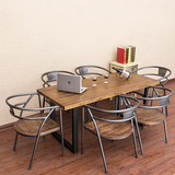 餐厅餐桌椅4人6人组合小户型简约铁艺实木长方形餐桌饭桌一桌四椅