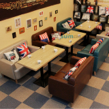 咖啡厅沙发西餐厅奶茶甜品店休闲吧网咖双人布皮沙发桌椅卡座组合
