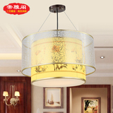 现代中式吊灯羊皮灯简约大气客厅酒店灯具仿古圆形吊灯茶楼包厢灯
