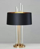 现代美式玻璃棒+黑灯罩时尚工程样板房设计师客厅台灯