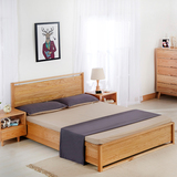 梵木家具北欧全实木床1.8米1.5米红橡木高箱双人床胡桃木色储物床