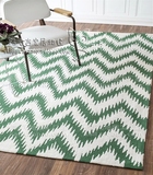 现代美式绿色条纹地毯客厅茶几沙发卧室床边手工腈纶地毯满铺定制