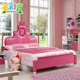 欧式儿童床 青少年实木家具粉红色小公主床女孩单人床1.2/1.5米
