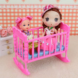 新款儿童女孩过家家洋娃娃玩具配件摇摇床11厘米小娃娃睡觉婴儿床
