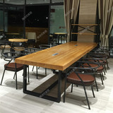 美式办公家具 会议桌长桌 铁艺实木办公桌简约电脑桌工作室培训桌