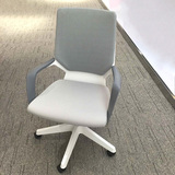 时尚电脑椅白色塑胶底坐进口布面职员办公椅带扶手升降主管椅转椅
