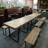 美式复古铁艺实木餐桌欧式实木桌椅办公桌会议桌餐椅