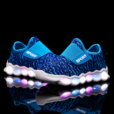 儿童LED发光鞋带闪光灯亮灯网布透气男童鞋夜光灯运动女童跑步鞋