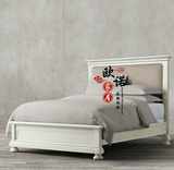 美式乡村新古典橡木 实木床 双人床欧式法式仿古做旧白色卧室婚床