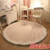 韩国同款 粉色手工定制衍缝夹棉加厚圆形地垫/宝宝爬行垫 地毯