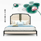新中式双人床样板房工程单卧室实木床酒店布艺软包现代公主床家具