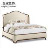 欧式现代高端时尚实木双人床棉麻布艺软包1.51.8米主卧床