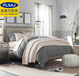 全实木床美式床欧式床双人床1.2m1.5米雕花 简欧床法式床橡木家具