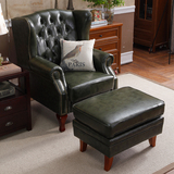 美式简约老虎椅现代别墅小户型客厅卧室书房真皮单人沙发可定制