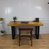 包邮美式家用实木电脑桌台式简易现代书桌铁艺简约办公桌老板桌