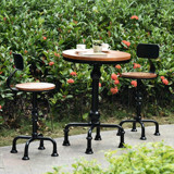欧式实木铁艺休闲餐桌椅套件组合酒吧桌椅创意餐厅咖啡厅圆桌特价