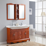 欧式橡木浴室柜组合1米35双盆卫浴柜洗脸盆洗手台落地一体盆柜