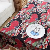 日式元素樱花扇布艺台布桌布茶几垫棉麻民族风咖啡厅现代桌布包邮