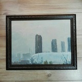 央美学生写生作品 实木画框 装饰油画风景油画 35.6x45.6cm 雾霾