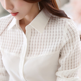 包邮雪纺长袖衬衫女2016春装新款韩版修身职业加绒白色大码上衣