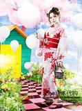 包国际运费 GRL日本代购藤井莉娜穿甜美樱花和风日系女和服浴衣
