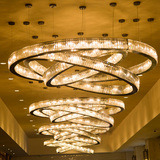 圆环现代LED水晶吊灯酒店售楼部大厅环形组合大吊灯水晶定制灯具