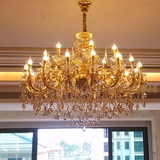 锌合金水晶吊灯欧式客厅吊灯简欧金色大吊灯奢华餐厅卧室蜡烛吊灯