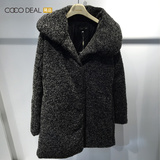 COCO DEAL 日系女装甜美加厚填充羊毛粗花呢大衣中长外套33719361