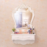 欧式镜子化妆镜子壁挂梳妆镜带置物架柜抽屉浴室卫生间镜子