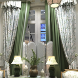 美式乡村美克客厅卧室花卉纯色窗帘  环保棉麻藤蔓印花布料 美家