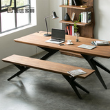 美式loft复古餐桌椅组合办公桌铁艺实木餐桌电脑桌会议桌长条桌