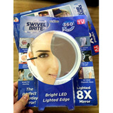 包邮 TV产品Swivel brite吸盘化妆放大镜360度带LED灯8倍放大效果