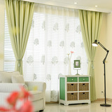 定制绿色清新纯色简约现代韩式遮光棉麻客厅卧室窗帘布料成品特价