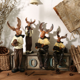 zakka欧式复古创意树脂鹿装饰品摆件酒吧咖啡厅橱窗陈列道具摆设