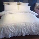 实拍韩式公主蕾丝边纯棉白色酒店床单四件套1.8m全棉高端床上用品