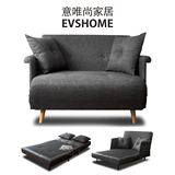 EVSHOME意唯尚宜家布艺可折叠沙发床实木双人特价配实木脚1.2米