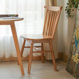 美式乡村餐椅 个性酒店咖啡厅餐桌椅北欧白橡木椅实木复古温莎椅