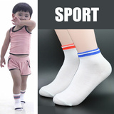 厂家批发儿童袜子短袜白色二杠体育宝宝袜子运动男孩女孩小学生袜