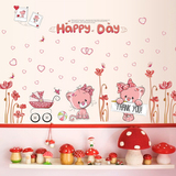 卡通猫墙贴纸卧室内温馨床头墙面墙上贴画儿童房间墙壁贴画装饰品