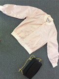 外贸原单出口韩国飞行员夹克棒球服女短裤外套宽松上衣粉色入中性