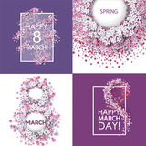 紫色花朵三八妇女节主题贺卡设计海报文字设计矢量EPS素材H68