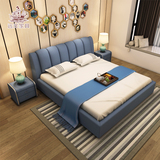 布艺床高箱气动床储物床北欧简约现代床拆洗小户型简单床环保布床