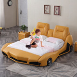 小孩床真皮床双人床1.8米个性跑车汽车床大床软床婚床家具儿童床
