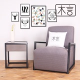 ES木言自主设计新中式实木单人沙发椅北欧布艺设计师椅休闲椅