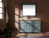 地中海复古蓝简约仿古橡木落地式浴室柜实木洗手盆卫浴柜1.2米